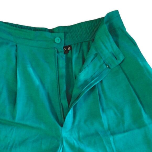 VTG Ellen Figg Green Ultra High Rise Linen Blend Bermuda Shorts Size 10 *Medium - Picture 9 of 14